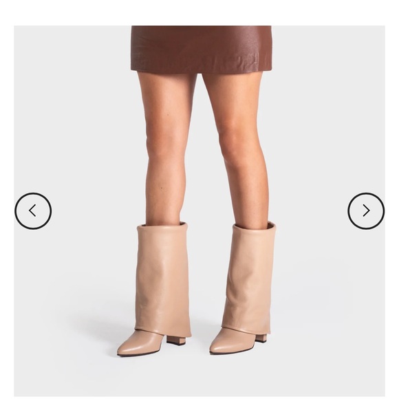 Revolve Toral Berta Booties in Sand Cream Leather Foldover Heeled Boots - Picture 2 of 14